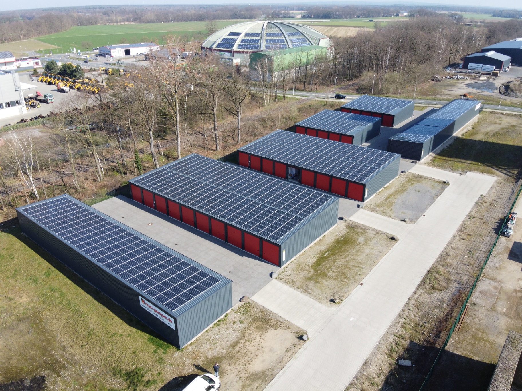 Luftaufnahme der PV-Anlage maxi-garagen in Dorsten