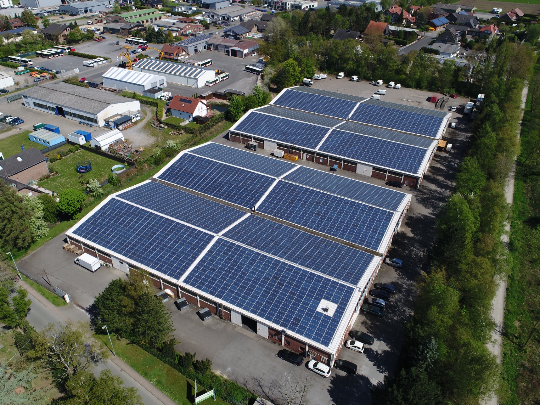Luftaufnahme der PV-Anlage Gewerbepark II in Schermbeck