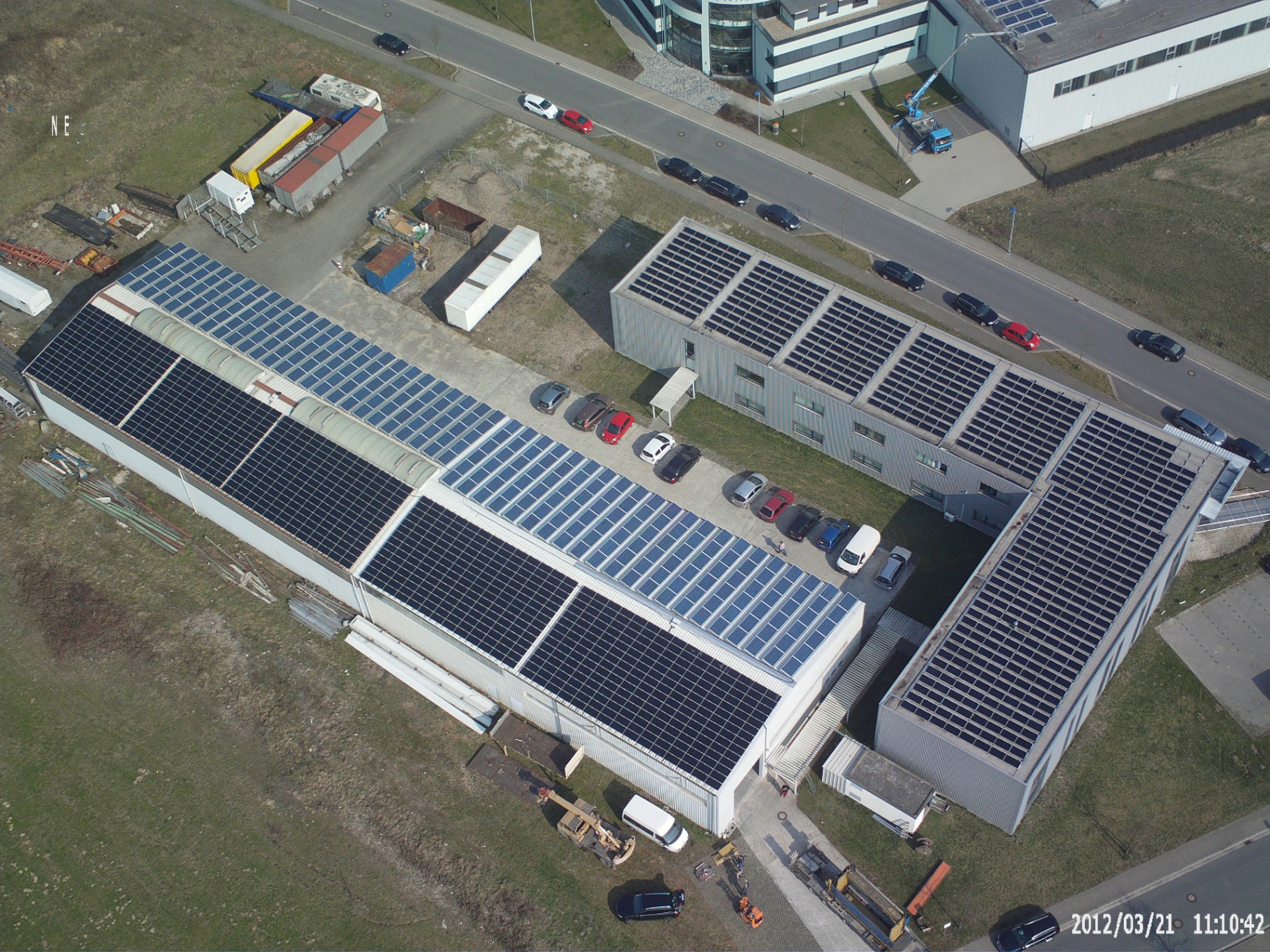 Luftaufnahme der PV-Anlage Medienpark in Moers